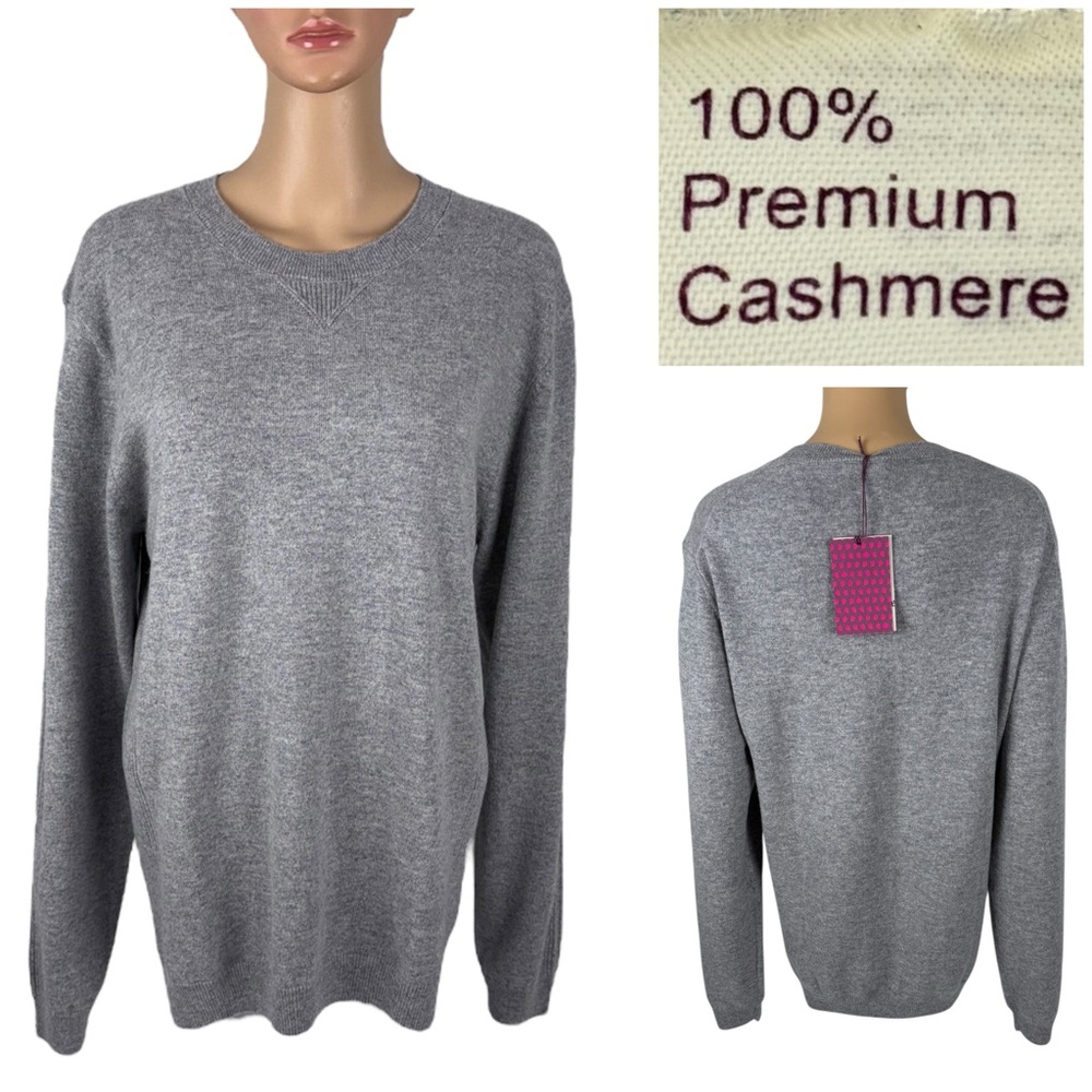 State Cashmere Womens XL Sweater 100% Premium Cashmere Gray Casual Knit NWT
